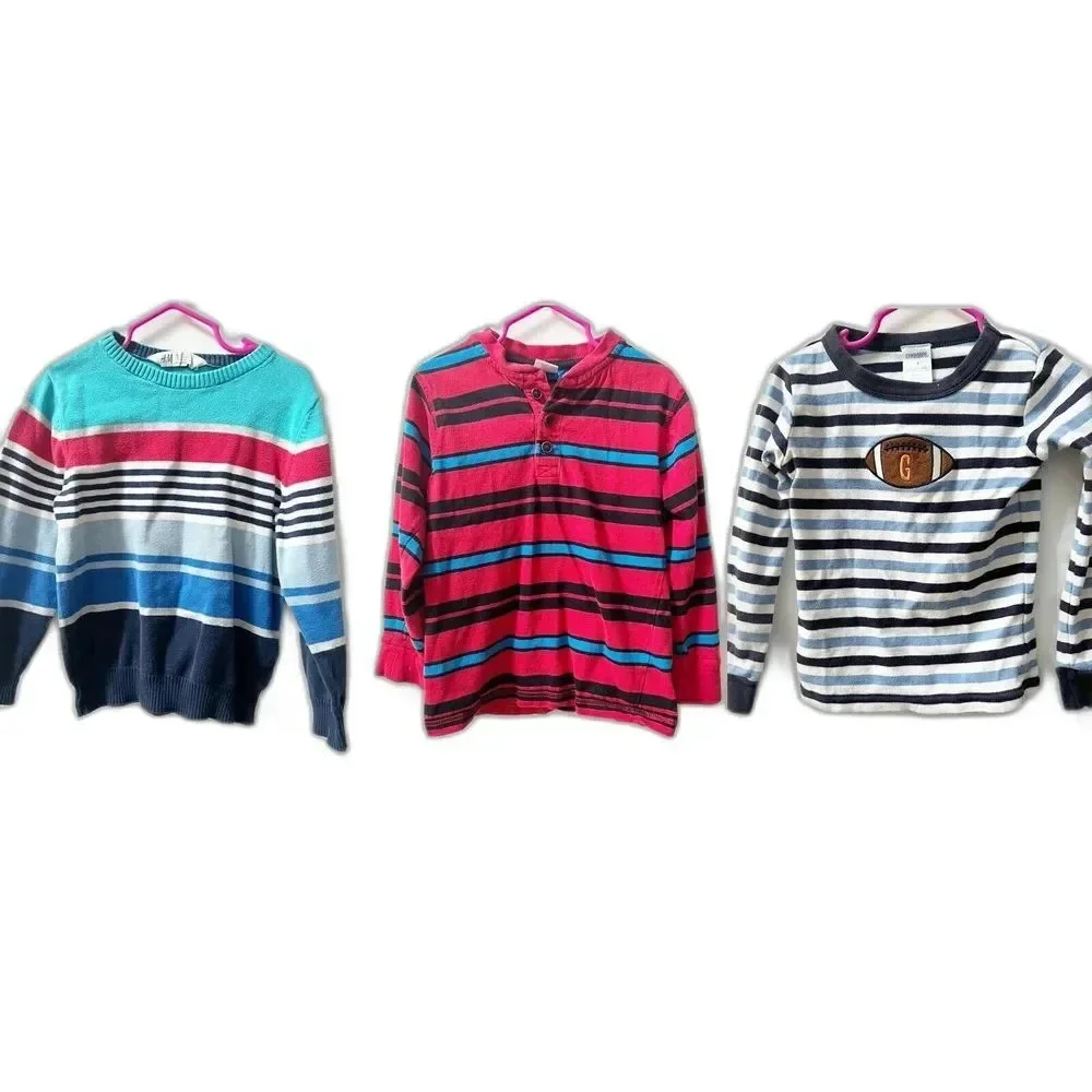 Gymboree H&M Boys 4T Lot of 3 Long Sleeve Shirts Striped Sweater Colorful